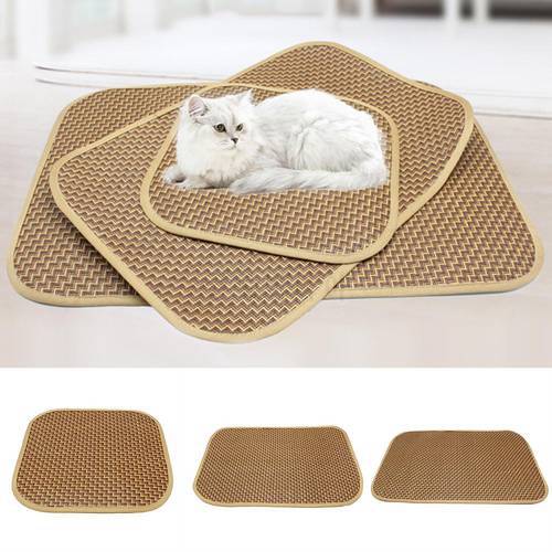 Pet Cat Dog Bed Mat Summer Cooling Sleeping Pad Comfortable Straw Bamboo Cushion Cute