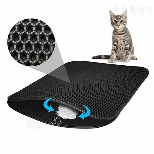 EVA Double-Layer Cat Litter Trapper Mats Pet Cat Litter Mat With Waterproof Bottom Layer Non-slip Pet Litter Black Cat Bed Mat