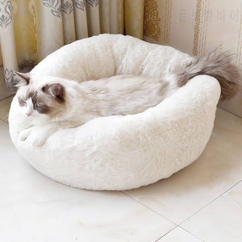 Round Warm Fleece Pet Mat Cat House Dog Bed Lounger Cushion Sofa for Small Medium Dogs Super Soft Winter Plush Pads Products