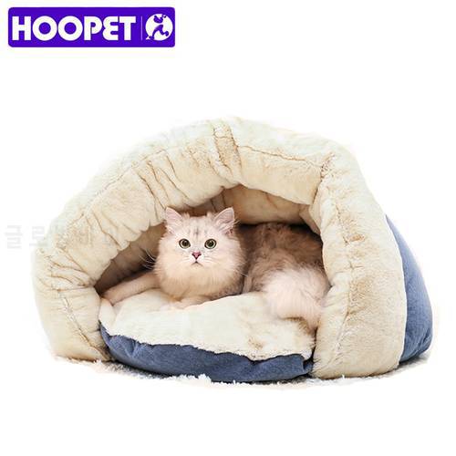 HOOPET Pet Dog Cat Nest Kennel Four Seasons Removable Washable Warm Sleeping Bag Sticky Fur Comfortable Semi-enclos Bed For Cat