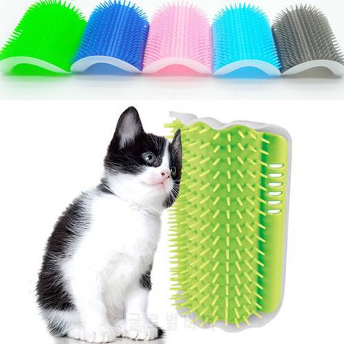Cat Corner Brush For Long Hair Squeaky Face Massage Comb Comfortable Self Grooming Brush Free Hand Wall Toy For Cats