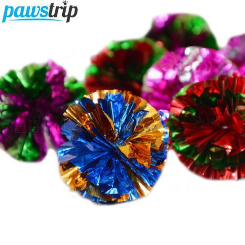6pcs/lot Diameter 4.5cm Mylar Crinkle Ball Cat Toys Interactive Colorful Ring Paper Pet Toy For Cats Kitten