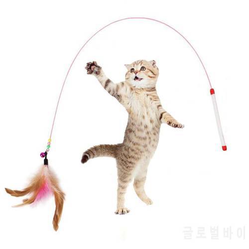 Funny Toys Pet Cat Feather Bell Rod Kitten Teaser Stick Interactive Funny for Cats Scratching Playing Training Pet supplies