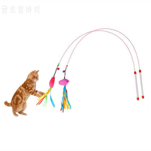 1pc elastic metal wire Cat Stick mouse and fish pet toy plush fish small cat toy fish Cat Teaser for Pet Kitten Interactive