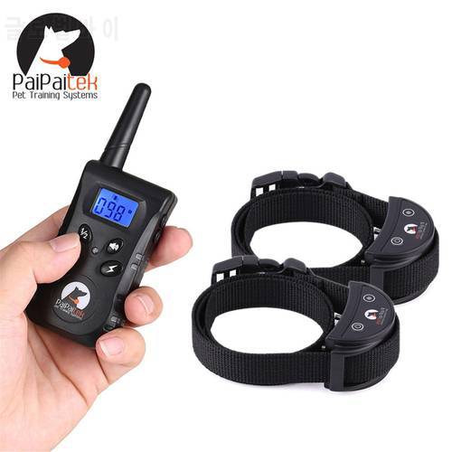 Dog Training Collar With Remore for 1/ 2 Dogs 550yd Range Bark Control Collar 3 Mode Sound Vibration Shock IPX7 Waterproof