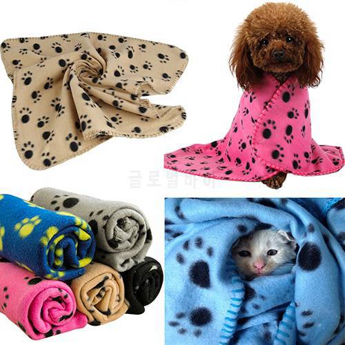 Wholesale Pet Cat Kitten Dog Puppy Winter Blanket Warm Beds Mat Cover Soft Fleece Paw Print Dogs Cats Pet Blanket Fleece Towel