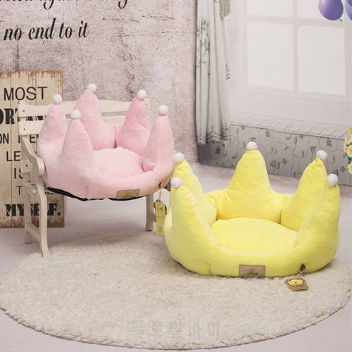 Cute Crown Dog Beds for Small Dogs Pet Kennels Nest Soft Cotton Puppy Basket Cat Bed Cushion Princess Chihuahua Teddy House