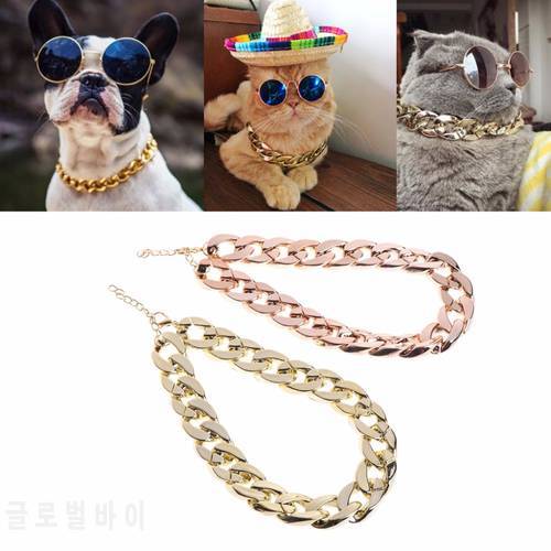 Fashion Pet Dog Necklace Collars Thick Gold Chain Plated Plastic Identified Safety Collar Puppy Dogs Supplies 36cm/45cm C42