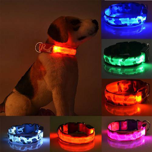 LED Dog Collar Luminous Pet Products Safety Camouflage Stylish Flashing Glow Necklace Pet Accessories