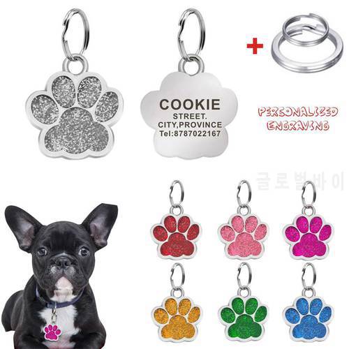 Personalized Engraving Pet ID Tag Stainless Steel Name Tags Collar Accessories Pendant Customized Nameplate With Keyring
