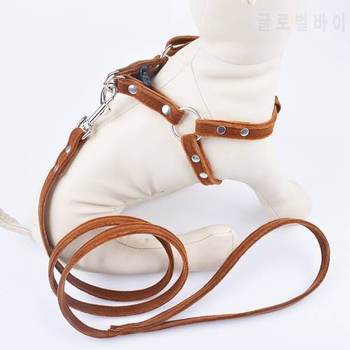 Soft Suede Material Dog Harness Leash Sets For Small Medium Dogs Pet Training Leads Puppy HHarnesses Brown Black Pink Red