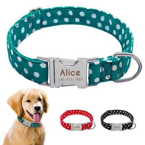Personazlied Dog Collar Customized Pet Collar Nylon Anti-lost Nameplate Tags Collars Free Engraved For Small Medium Large Dog
