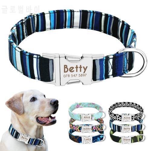Dog Collar Nylon Personalized Custom Dog ID Tag Collar Engraved Nameplate Pet Cat Collar Antilost for Small Medium Large Dogs