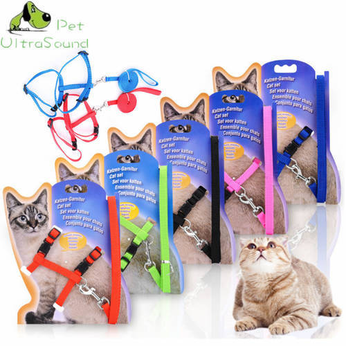 ULTRASOUND PET Cat Collar Harness Leash Adjustable Nylon Cat Traction Cat Kitten HCollar Cats Product For Pet Harness Belt