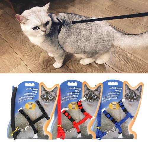 Nylon Adjustable Pet Cat Harness Leash Set Kitten Chest Collar Traction Rope Pet Harness Lead Belt Cat Walking Accessories