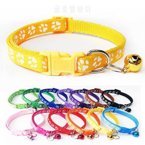 12X Paw Delicate Adjustable Pet Cat Collar With Bell Puppy Neck Strap Soft For Small Dog Collars Hot Sale Strap