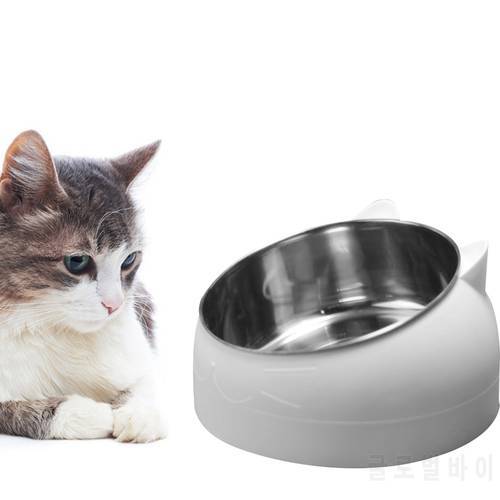 Dog Cat Bowls Stainless Steel Travel Tilting Neck Protection Non-slip Feeding Feeder Water Bowl For Pet Dog Cats Puppy Outdoor