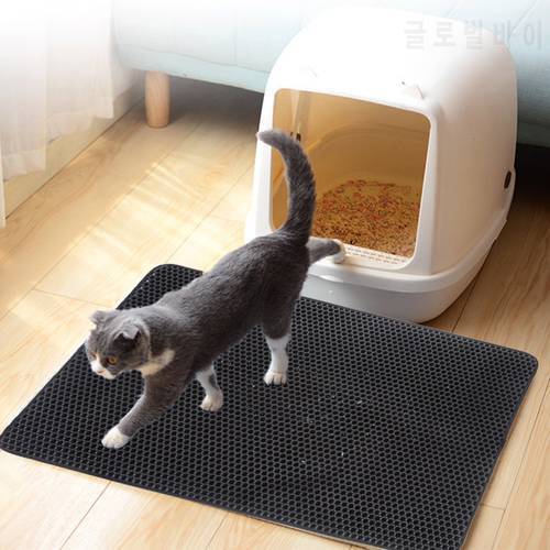 Cat Litter Mat EVA Double-Layer Cat Litter Trapper Mats with Waterproof Bottom Layer kattenmand Black Cat Bed