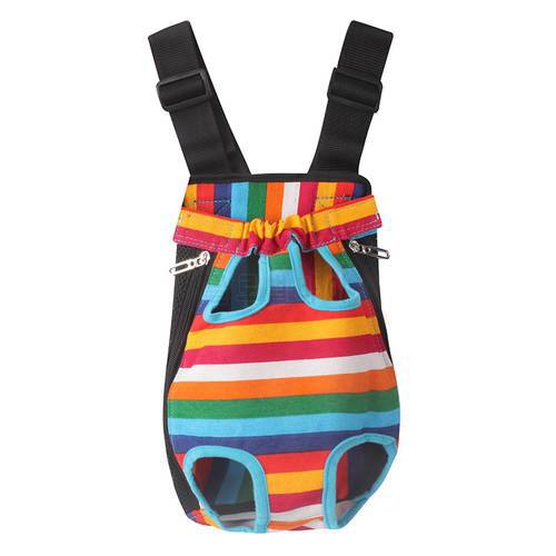 Rainbow striped canvas dog bag pet carrier mesh Breathable Chest pack dog backpack travel carry dog carriers bags for small dogs