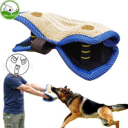 Young Dog Training 2 Handle Bite Wedge Bite Sleeve Grip Builder Tug Pet Toy Puppy Bite Pillow Imported Linen