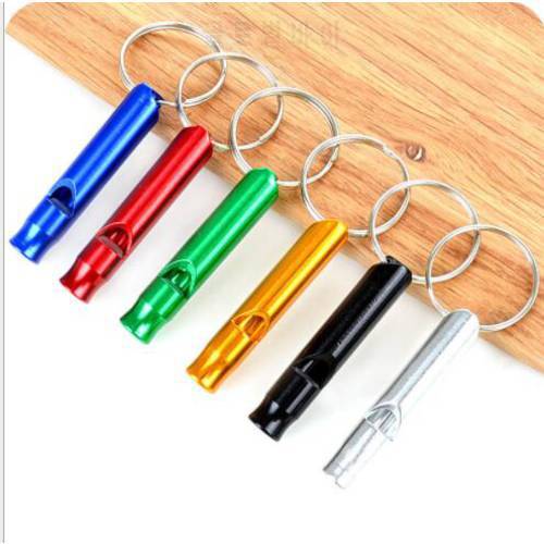 100 PCS/Lot Mini Aluminum Alloy Whistle Keyring Keychain For Outdoor Emergency Survival Safety Sport Camping Hunting