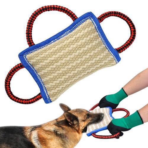 3 Handles Dog Bite Toy Pet Training Tools Dog Bite Rope Tug Jute Pillow Durable For Large Dogs Labrador German Shepherd