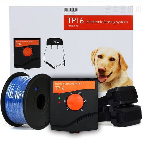 TP16 House Boundary Warning Fence for Dog, Electric Shock Training Adjustable Collar Waterproof Rechargeable Buried Fence System