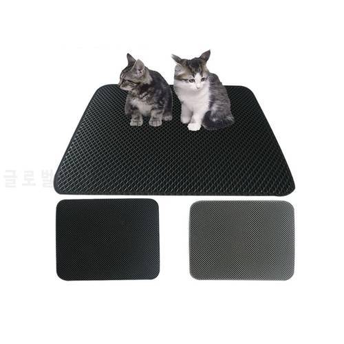 Waterproof Pet Cat Litter Mat EVA Double-Layer Cat Litter Trapper Mats Feeding Non-slip Litter Cat Floor Pad Cat Black Bed Mat