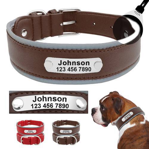 Dog Collar Coleira Custom Leather Pet Collars Adjustable Collare Cane For Medium Large Dogs Pitbull Bulldog Bull Terrier
