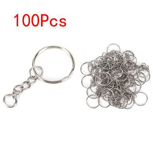 100pcs 25mm Key Chains Tags Accessories Rings Plated Steel Round Split Ring for Pet Id Tags Pet Dog Cats Tag Collar Accessories