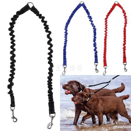 Elastic Double Leashes For Small Large Dogs Nylon Puppy Pet Walking Running Leads Extending Dog Leash For Two Dogs Pet Supplies