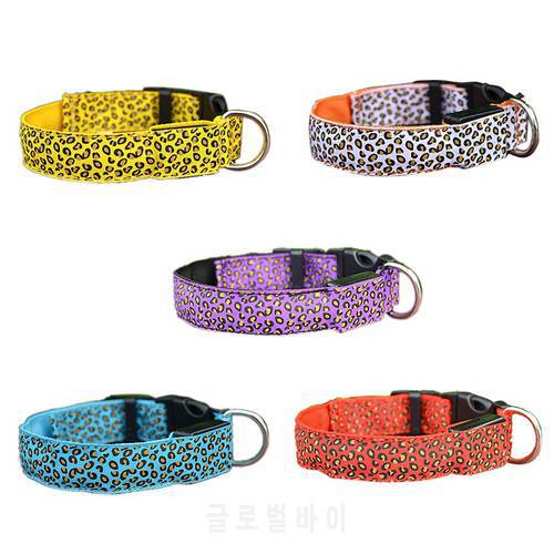 Yellow White Purple Blue Red Luminous Pet LED Luminous Pet Spots Fluorescent Luminous Leopard Dog Collar Articles