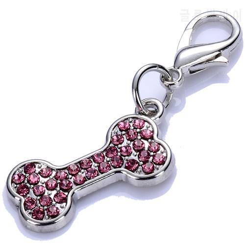 Rhinestone Dog Tag Crystal Bone Shaped Charms For Dog Collars Lobster Clasp Jewelry Pendant Dog Accessories Pet Products