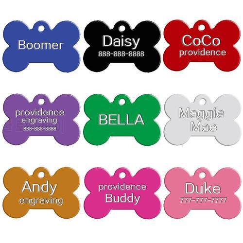 100 pcs/lot Bone Shape Double Sides Personalized Dog ID Tags Customized Cat Puppy Name Phone No. ( Dont offer Engrave Service)