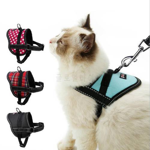 Reflective Pet Dog Cat Leash Harness Vest Nylon Mesh Puppy Cat Harnesses Collar Service Dog Walking Lead Leashes for Chihuahua
