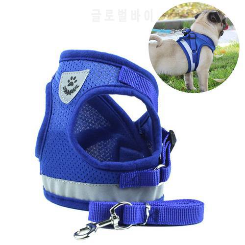 Nylon Mesh Puppy Pet Cat Harness & Leash Set Reflective Pet Dog Vest Harness For Small Dogs Pug French Bulldog Chihuahua Product