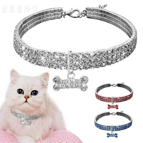 Bling Dog Collar for Small Dogs Cat Necklace Rhinestone Diamante Pet Puppy Collar Cat Collar Pet Supplies Dog Accessories