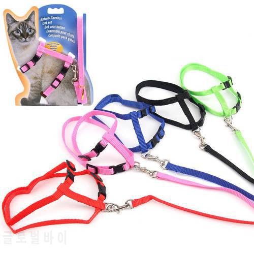 Nylon Cat Harness Vest Lead Leash Adjustable Pets Collar Traction Belt Rope Pet Walking Leash For Cat Small Dog Accessories