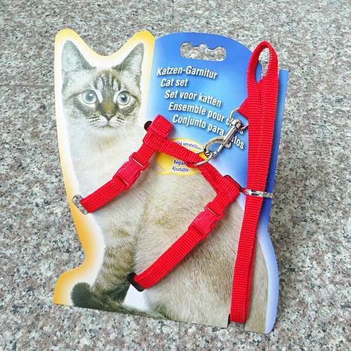 Hot Pet Nylon Rope Cat Traction Rope Chest Suspenders Traction Belt Chain Collar for Cats Pet Supplies Adjusting Range 22-37 cm