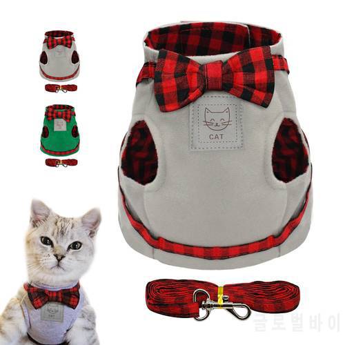 Bowknot Cat Harness Leash Set Nylon Small Dog Vest Puppy Pet Harnesses Leads Set For Medium Large Cats