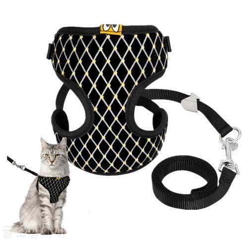 New Small Dog Cat Collar Harness Leash Pet Chest Collar Leash Belt Soft Mesh Kitten Vest Traction Rope for Cat Puppy Walking