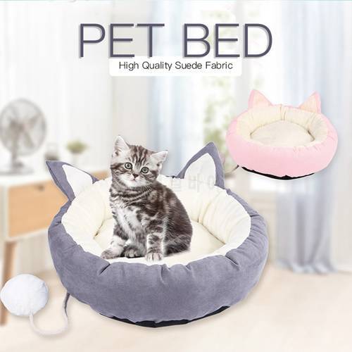 idYllife Cat Bed Kitten House Mat Pet Cute Soft Winter Bed Mini Puppy Comfortable Mat Warm Cotten Dog Supplies with Cat ear
