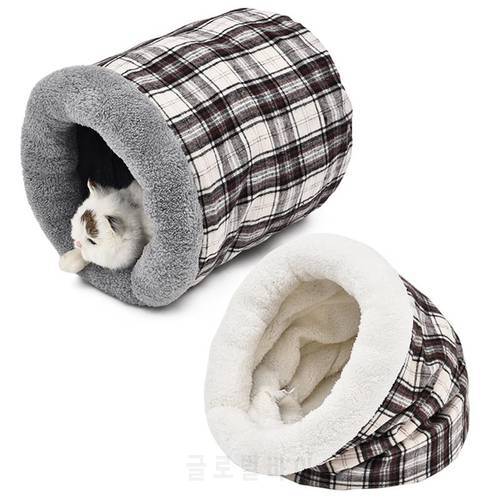 2018 New Products Cat Bed Soft Warm Cat House Pet Mats Puppy Cushion Rabbit Bed Plaid Dog Funny Cylindrical Cat Bed Pet Bed