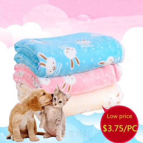 Cute Rabbit Elephant Pattern Coral Fleece Pet Sleep Warm Dog Cat Puppy Ultra Soft Blanket Towl Pet Beds Cover Mat S M L Size