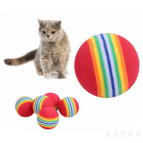 10Pcs Colorful Cat Training Ball Toy Interactive Cat Toys Play Chewing Rattle Scratch Natural Foam Ball Training Pet Supplies