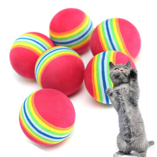 6Pcs Colorful Pet Cat Kitten Soft Foam Rainbow Play Balls Activity Interactive Funny Chewing Rattle Scratch EVA Training Toys