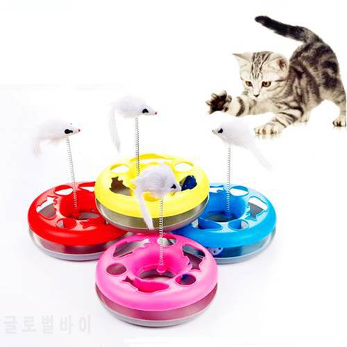 Spring toy turntable Cat Training Toys Funny Single-layer Amusement Plate Mouse Cat Toys Dog Interactive Cat Toys Pet Supplies