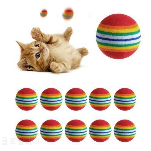 10Pcs Colorful Pet Cat Kitten Toy Soft Foam Rainbow Play Balls Activity Toys Funny Cat Supplies