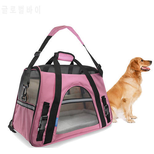 Portable Dog Travel Bag Pet Carrier Oxford and Breathable Mesh Pet Cat Dog Travel Carrier Shoulder Bag Pet Supplies Outdoor