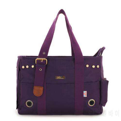 Purple Nylon Fabric Pet Dogs Carrier Bag With Cotton Straps Free Shipping Fashion Small Puppy Dogs Bag